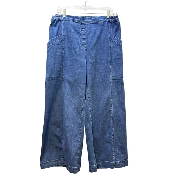 Lisa Bayne Wide Leg Denim Blue Jeans Size L - Picture 1 of 4
